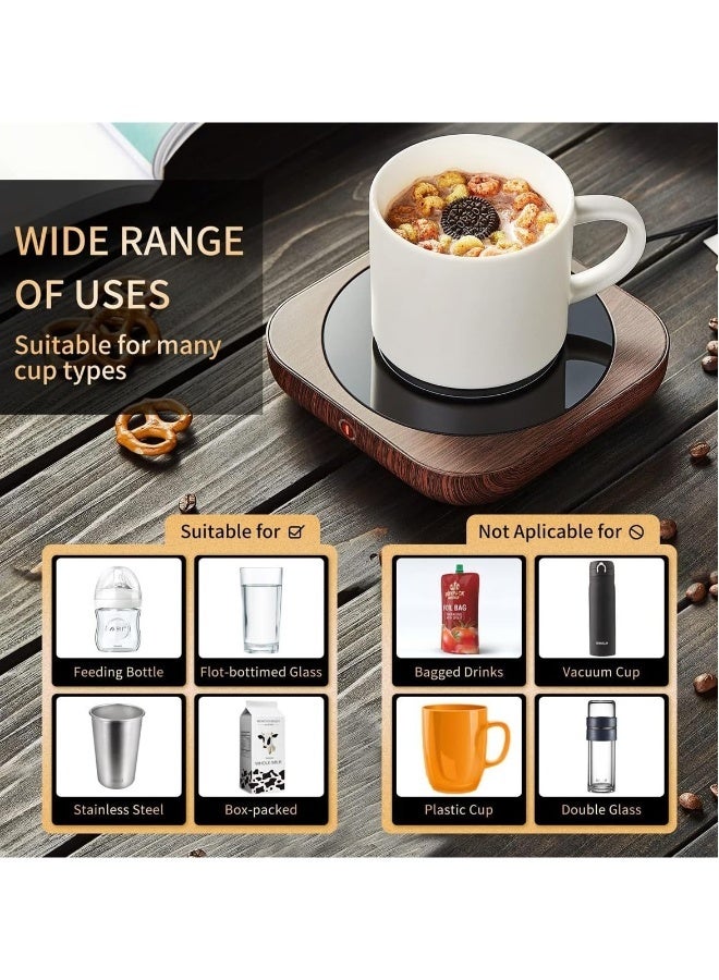 Topleo Coffee Cup Heater, Cup Warmers, Thermostatic Mug Warmer for Desk, 3 Heat Settings, Efficient Heats up Quickly, Coffee Cup Warmer for Home and Office, Wood grain - Image 5