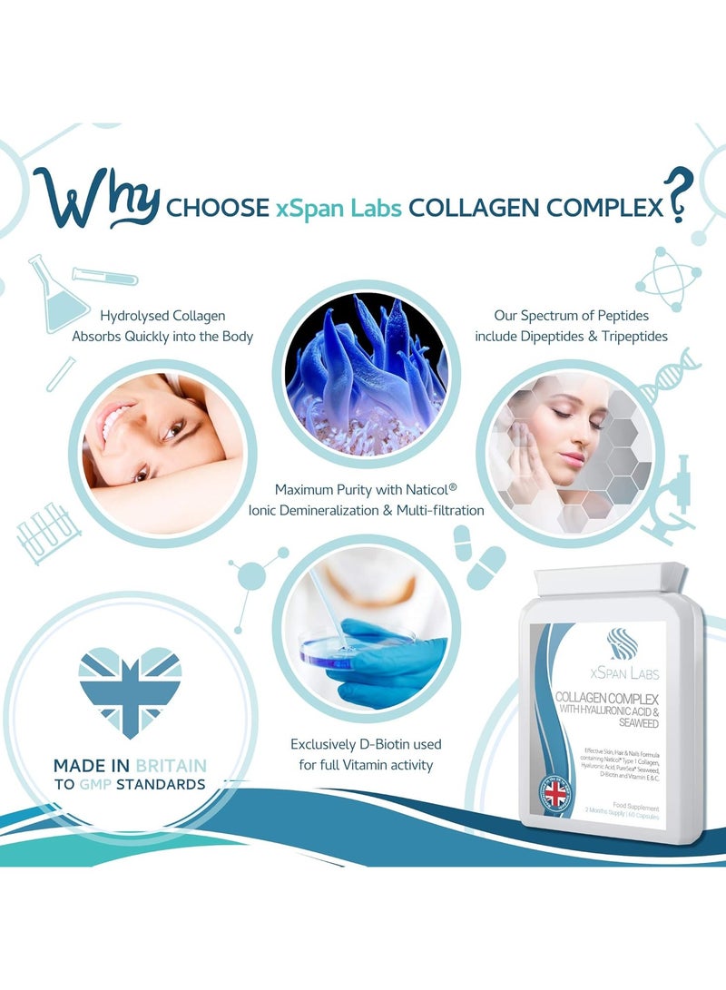 Xspan Labs Collagen Complex with Hyaluronic Acid 60 Capsules  - Image 3