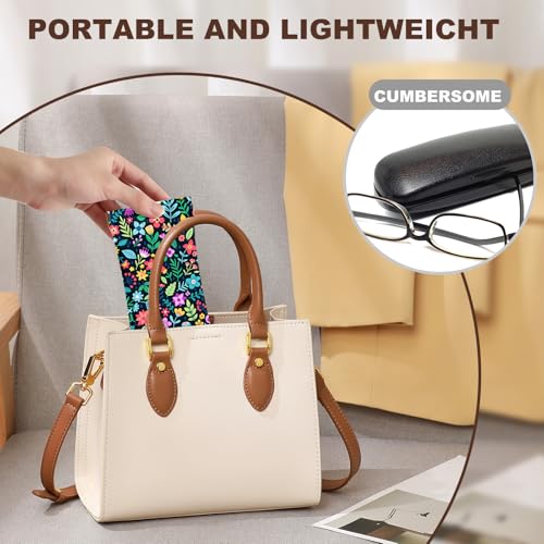 Anikathy 2Pcs Sunglass Eyeglass Glasses Case Soft PU Leather with Cleaning Cloth Soft Sunglasses Case Cute Aesthetic Portable Travel Glasses Pouch Bag for Men Women Girls（floral C Pattern - Image 4