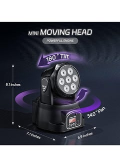 EVEREEN Moving Head Light RGBW Stage Lighting DJ Lights 7 x 10W LED Beam Spotlight 9/14 CH Wash Light with DMX and Sound Activated for Church Wedding DJ Shows Disco Bar Lighting Disco DJ Beam lights  - Image 4