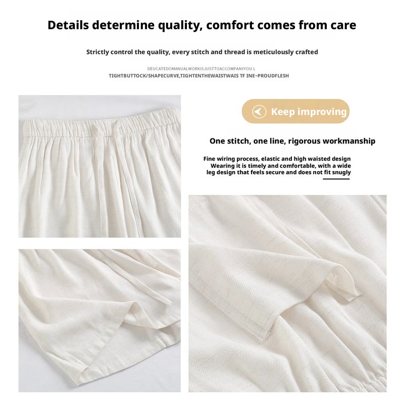 Women's Linen Blend Loose Wide-Leg High-Waist Shorts - Image 3