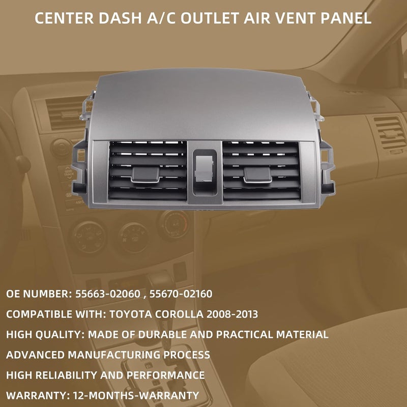 Dasbecan 55670-02160 Center Dash A/C Outlet Air Vent Panel Compatible with Toyota Corolla 2008 2009 2010 2011 2012 2013 55663-02060 Flexible purchase choices - Image 2