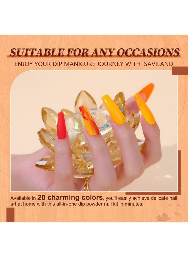 Saviland - Dip Powder Nail Kit 20 Colors Dipping Powder Nail Kit With 4*15Ml Dip Liquid Set Base&Top Coat Activator Brush Saver Manicure Tool For French Nail Art Salon Diy Valentine - Image 1
