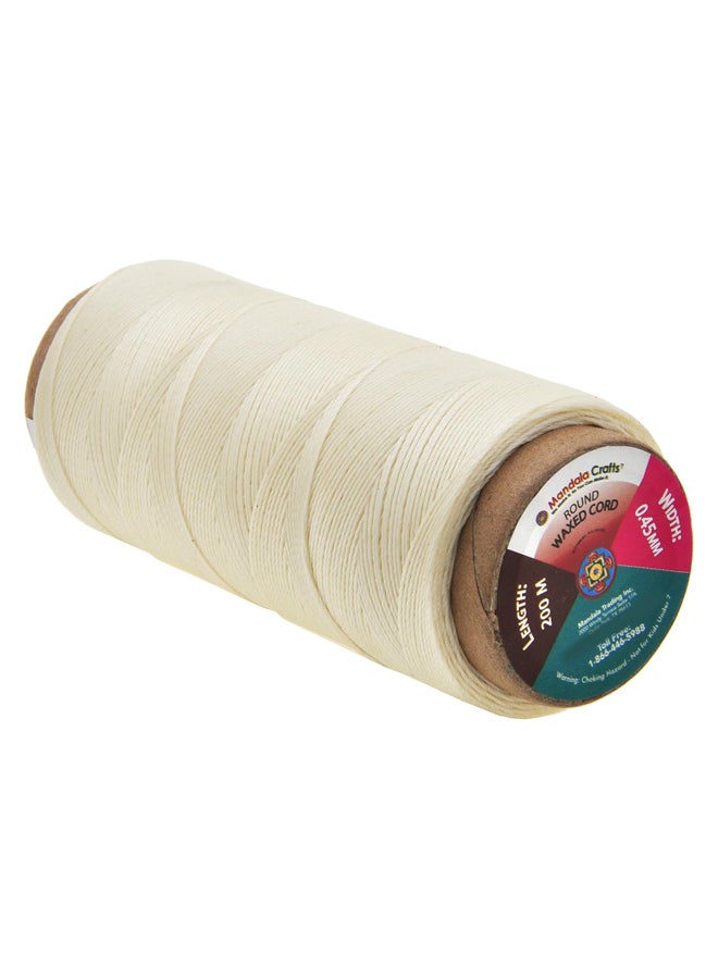 Waxed Thread Round Leather Sewing Thread - Polyester Wax Thread for Leather Craft Sewing Bookbinding by Mandala Crafts 0.45mm 219 Yards Natural - Image 3