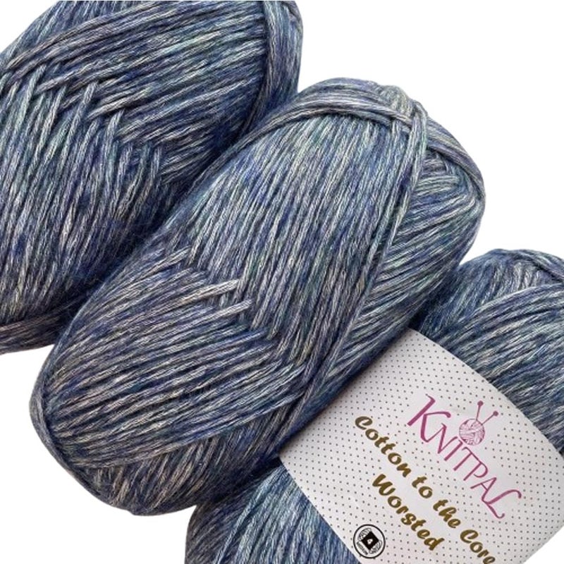 Cotton to The Core Worsted Weight Yarn for Crocheting 3 Skeins 654 Yds300G Free Patterns  Soft Cotton Yarn for Knitting  4 Medium Worsted Weight  Blueberry Blue