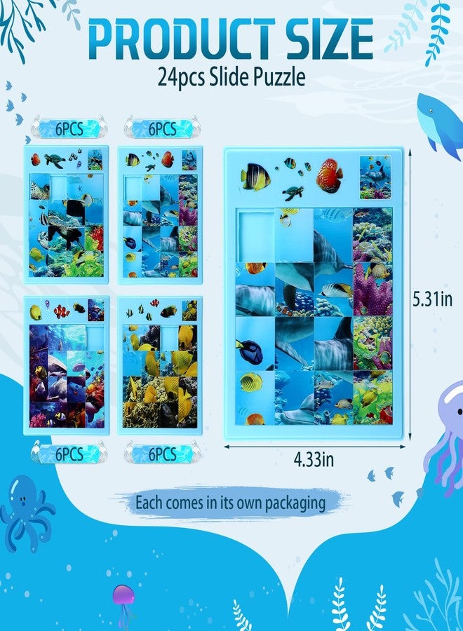 Wovnet 24 Pcs Large Slide Puzzles Game Brain Teaser Slide Puzzles Game Gift Handout Toys 5.3 x 4.3 Inches Ocean Theme Party Favor Educational Learning for Boys Girls Students Adults - Image 2