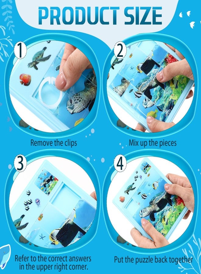 Wovnet 24 Pcs Large Slide Puzzles Game Brain Teaser Slide Puzzles Game Gift Handout Toys 5.3 x 4.3 Inches Ocean Theme Party Favor Educational Learning for Boys Girls Students Adults - Image 3
