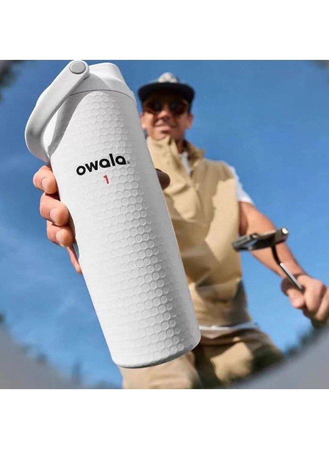 Owala 【Matte White Limited Edition】900ml Large Capacity Dual-Lid Insulated Tumbler - Portable Handle + Non-Slip Texture | 12h Cold & 6h Heat Retention | Ideal for Office, Commute & Fitness - Image 1
