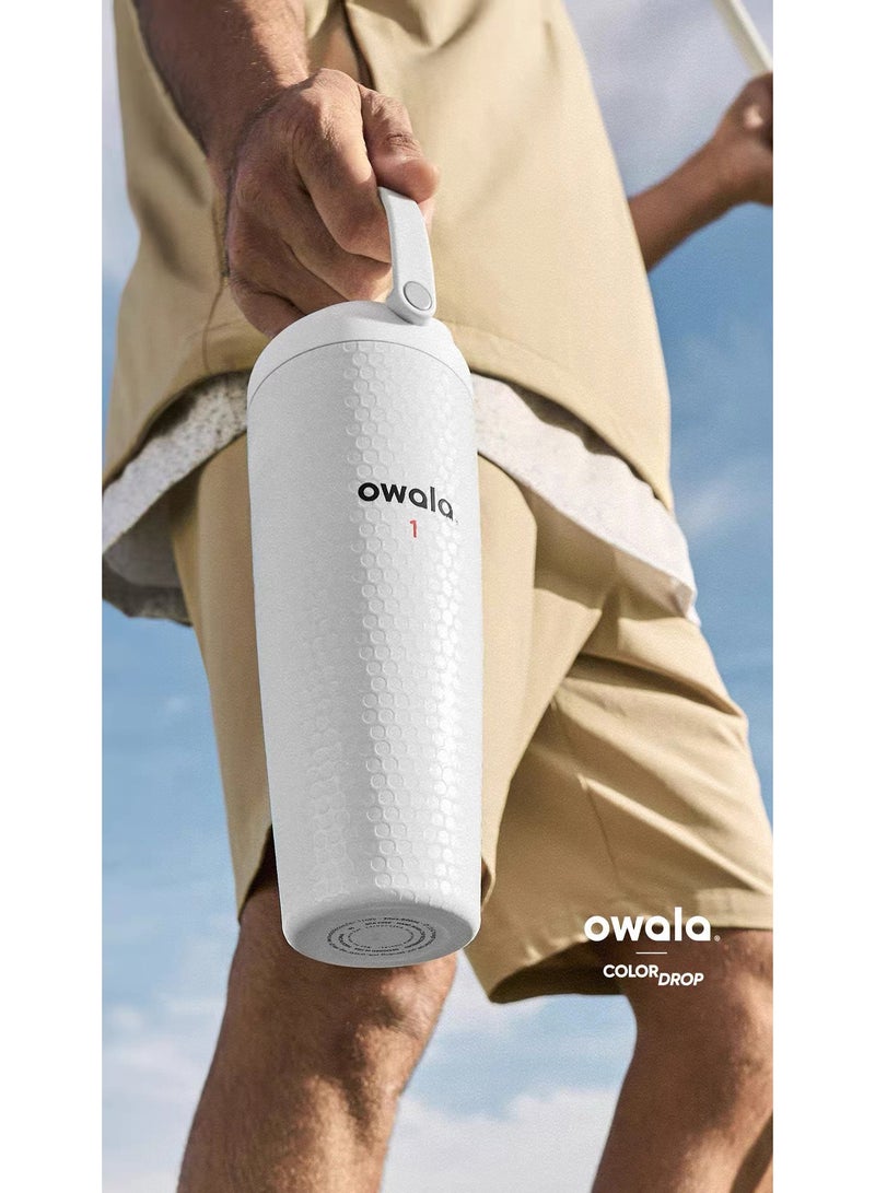 Owala 【Matte White Limited Edition】900ml Large Capacity Dual-Lid Insulated Tumbler - Portable Handle + Non-Slip Texture | 12h Cold & 6h Heat Retention | Ideal for Office, Commute & Fitness - Image 4