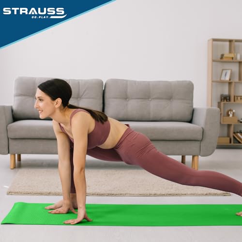 STRAUSS EVA Yoga Mat with Carry Strap | Non-Slip Exercise Mat for Home & Gym | Eco-Friendly, Lightweight & Durable Workout Mat | Ideal for Yoga, Pilates, Fitness | Ideal for Men & Women,4mm,(Green) - Image 5