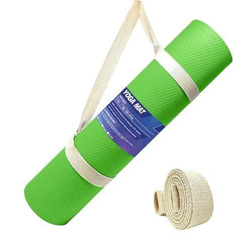 STRAUSS EVA Yoga Mat with Carry Strap | Non-Slip Exercise Mat for Home & Gym | Eco-Friendly, Lightweight & Durable Workout Mat | Ideal for Yoga, Pilates, Fitness | Ideal for Men & Women,4mm,(Green) - Image 1