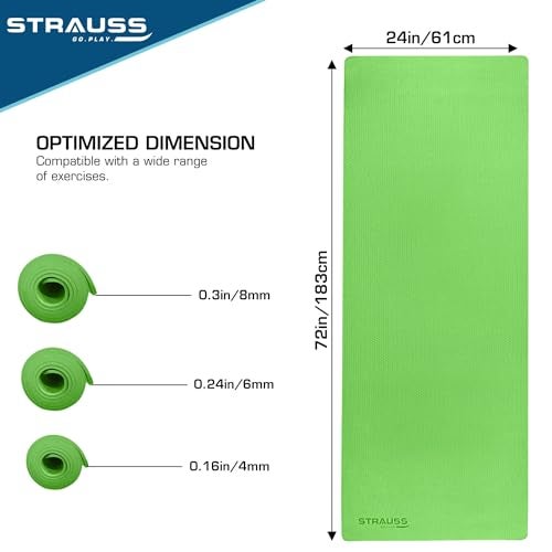 STRAUSS EVA Yoga Mat with Carry Strap | Non-Slip Exercise Mat for Home & Gym | Eco-Friendly, Lightweight & Durable Workout Mat | Ideal for Yoga, Pilates, Fitness | Ideal for Men & Women,4mm,(Green) - Image 4