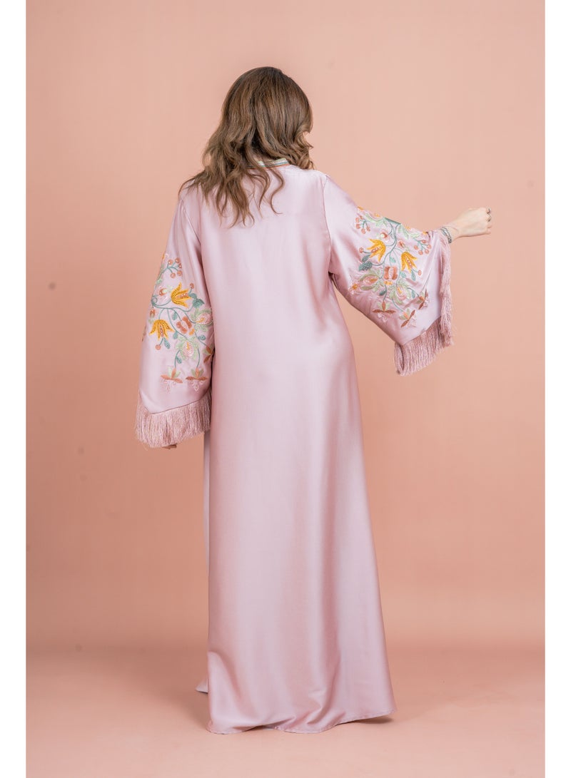 اكسا جلابية مطرزة بأكمام بتفاصيل لامعة وردي - Image 4