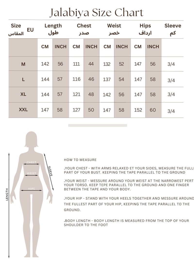 اكسا جلابية مطرزة بأكمام بتفاصيل لامعة وردي - Image 5