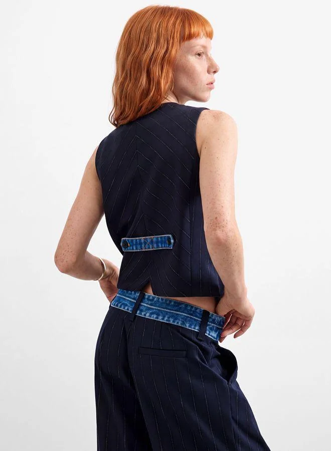 Desigual Blue Double lapel vest for Women | Best Price UAE
