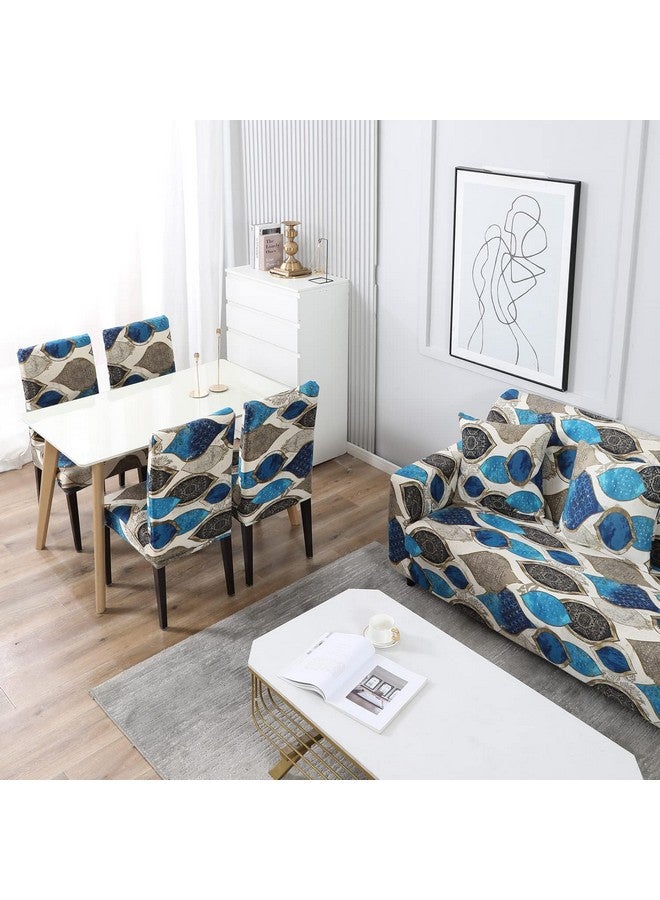 HOKIPO Elastic Stretchable Sofa Cover 4 Seater (New-4096-D13, Egyptian Art(Beige, Blue)) - Image 4