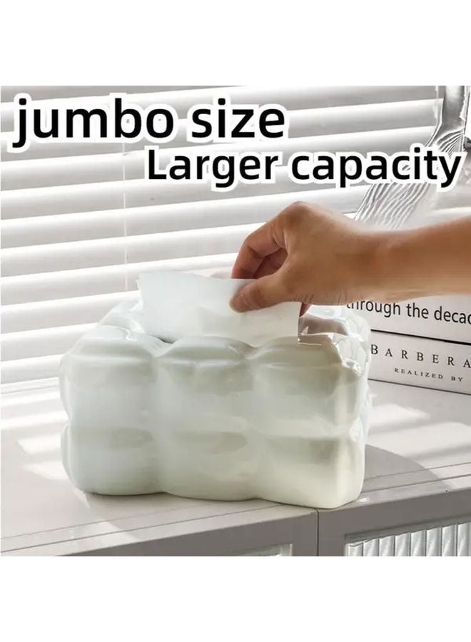 Silvery Ceramic Tissue Box With Cloud Design For Living Room And Bathroom Decor - Image 2