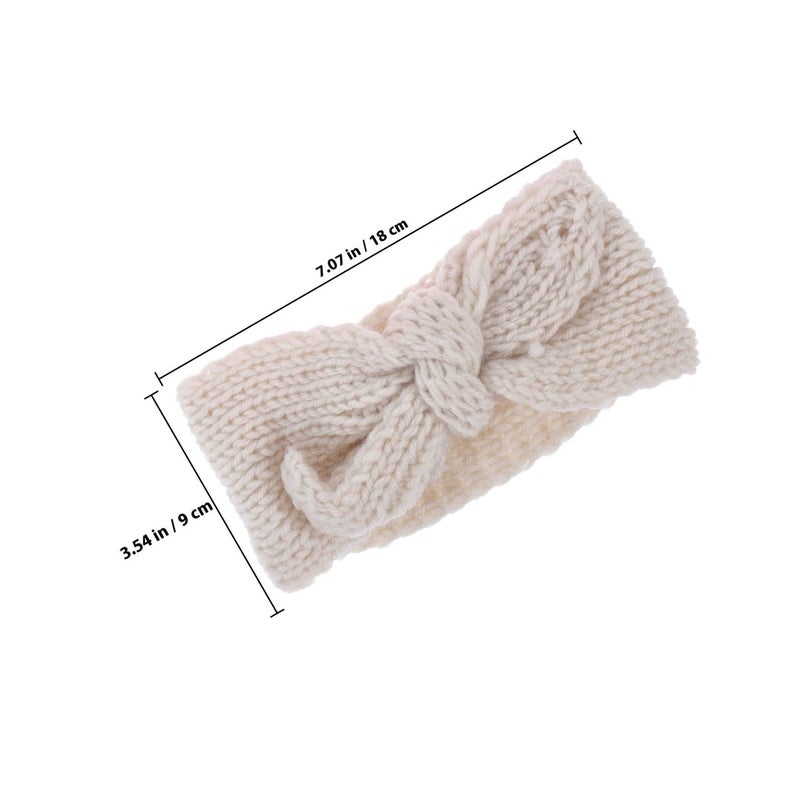 2pcs Knitted Headbands Bow Hair Accessories Newborn Soft Warm Pink Cream - Image 3