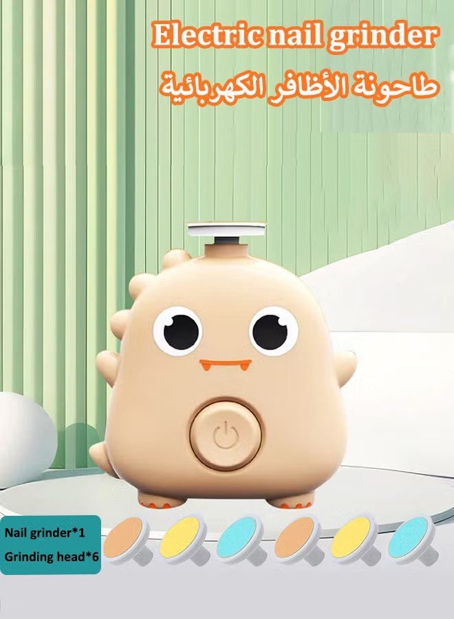 جونيس مقص شعر الأظافر الكهربائي مقص أظافر الرضع مقص أظافر الأطفال مقص شعر الأظافر المقاوم للماء منسيّر أظافر كهربائي بتصميم ديناصور لطيف مع 6 رؤوس صنفرة - Image 1