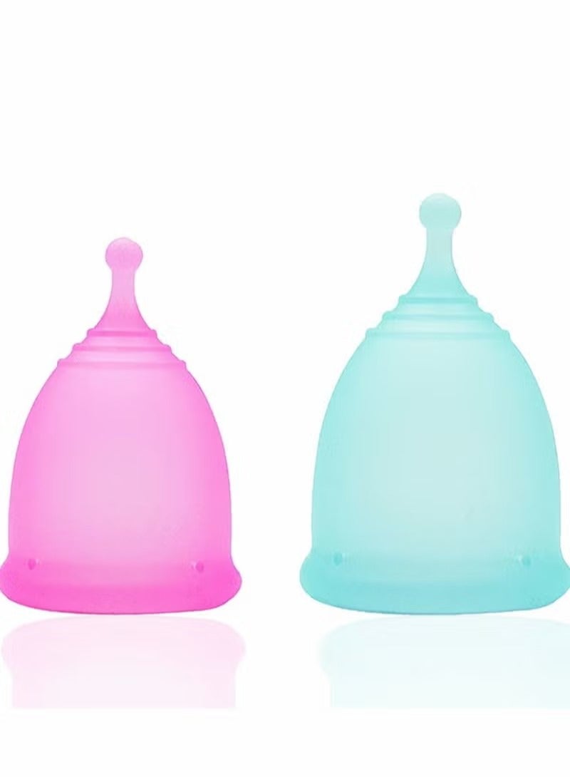 Soft Menstrual Cup Set Small and Large Reusable Silicone Flexible Foldable Sterilizable Comfortable Tampon Alternative Up to Twelve Hours Wear Easy to Clean - Image 1