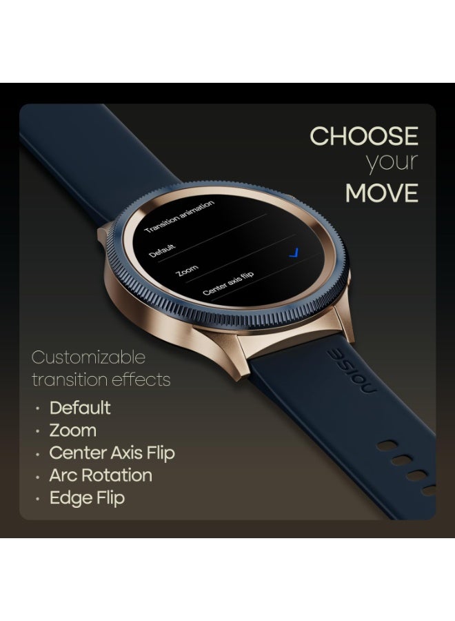 Noise Newly Launched Halo 2 Smart Watch 1st Ever Functional Rotating Dial (Axe-Cut Bezel), 1.43" AMOLED, Stainless Steel Build, Custom Transition Effects, BT Calling, Health Suite (Gold Blue) - Image 2