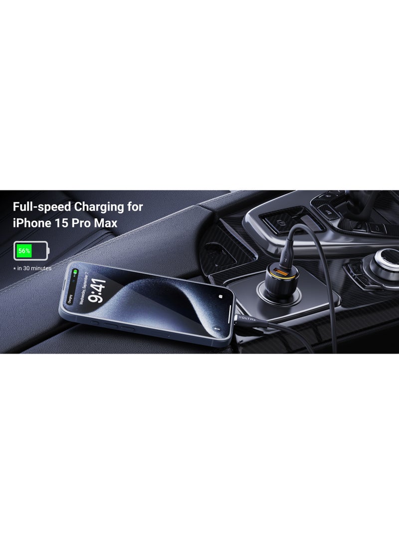 VOLTME USB C Cigarette Lighter 48W 2-in-1 Black Car Charger 48W Fast Charger USB C PD/QC 3.0 Cigarette Lighter Compatible with Phone, Tablet, Pixel, Samsung S22/S23 - Image 3