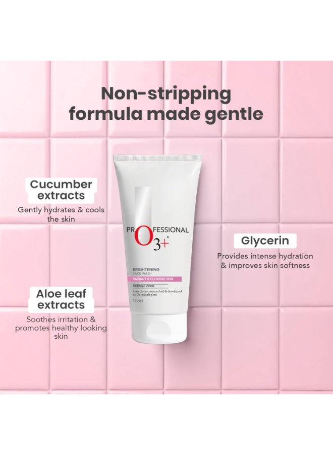 O3+ Brightening Face Wash 100ml with Cucumber & Aloe Vera Extract for Men and Women - Provides Smoother, Brighter and Even Toned Complexion | All Skin Types - Image 3