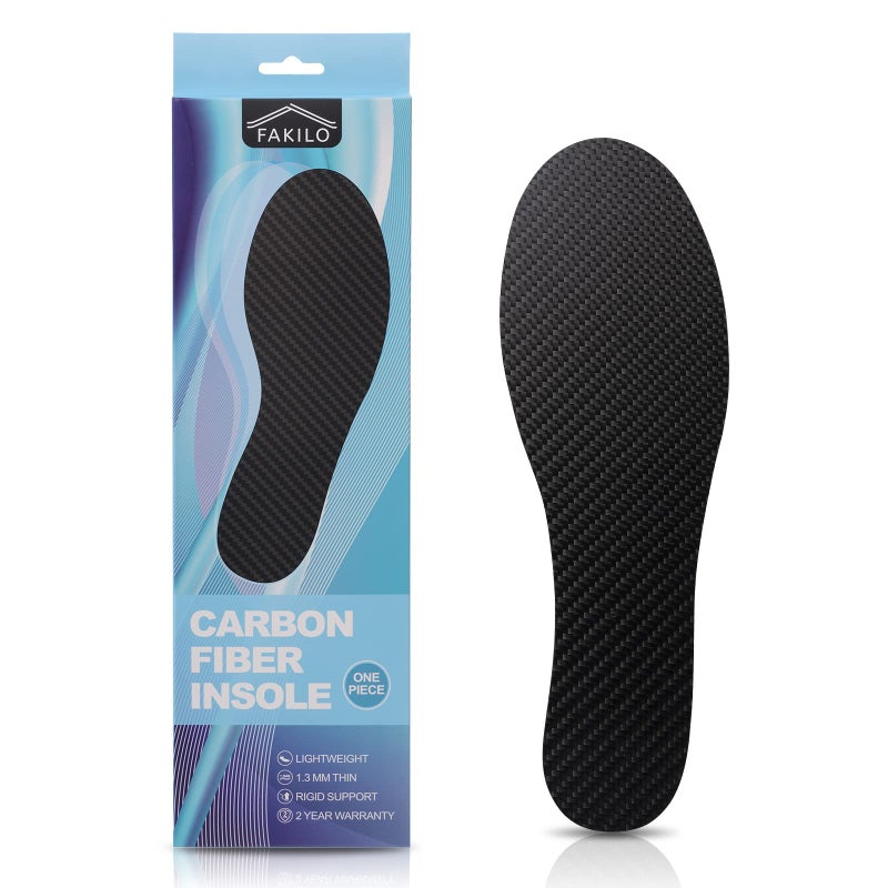 FAKILO Carbon Fiber Insole 1 Piece FAKILO Carbon Fiber Insoles Shoes Insert for Women Men Rigid Support for Hallux Rigidus Turf Toe Foot Fractures Mortons Toe 253mm
