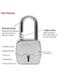 AUTHENTIC AK BEBLY Industries ATOOT Extra 75 MM Padlock with 4 Keys  - Image 3