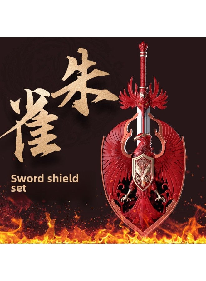 Toy Sword Simulation Vermilion Sword Shield Children's Toy Sword Soft Rubber Material PU Sword Set Sword Toy-Color:Xuanwu Sword - Image 2
