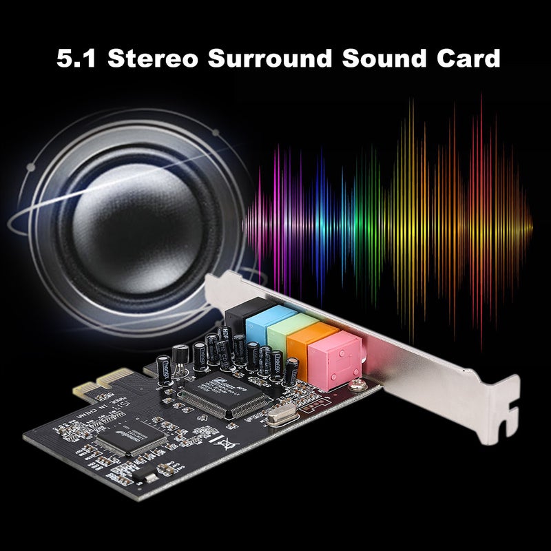 PCI-E Sound Card: Black 5 Port, 5.1 Channel Surround Sound - Noise Balance Elimination, VIA VT1723 Chip for Windows XP Vista 7 8 32/64-Bit PCs - Image 4