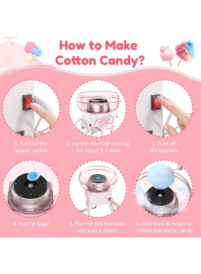 LBMT Cotton Candy Machine, Mini Cotton Candy Maker Machine for Kids with Sugar Scoop, Easy & Safe to Use, Pink Vintage Portable Candy Floss Maker for Birthday, Home, Party Gatherings Gifts - Image 5