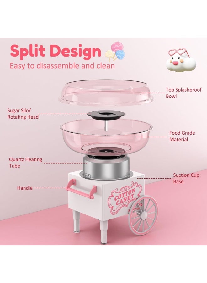 LBMT Cotton Candy Machine, Mini Cotton Candy Maker Machine for Kids with Sugar Scoop, Easy & Safe to Use, Pink Vintage Portable Candy Floss Maker for Birthday, Home, Party Gatherings Gifts - Image 4