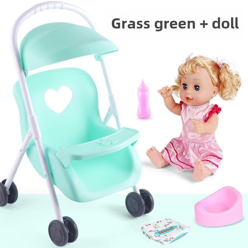 Plastic Shopping Cart Toy: Grass Green, Sturdy Durable Construction - Realistic Design Educational Toy for Children Aged 0-3 Years, Girls - Image 1
