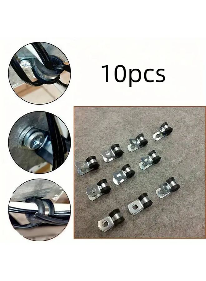 10Pcs 3 16 Inch Brake Pipe Clips Rubber Lined P Clips 4 7mm Lines Tools Set - Image 1