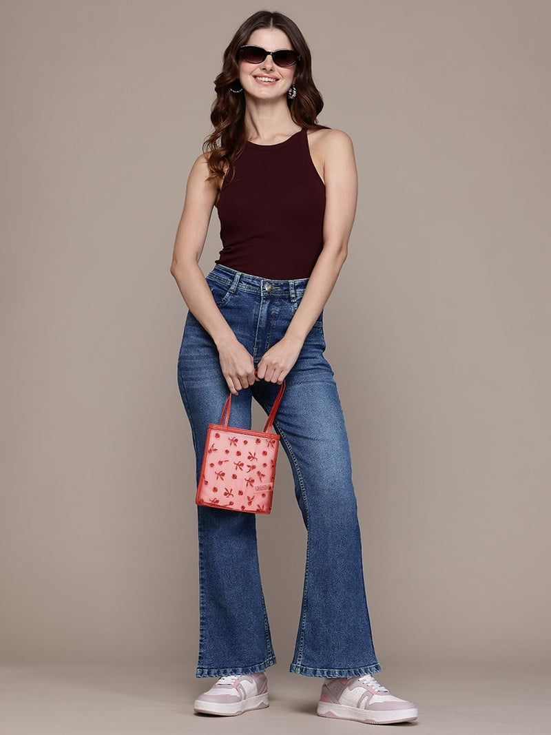 Nifty Women's Denim Stretchable High Waist Flared Jeans (1480_BLU_26_Blue_26) - Image 5