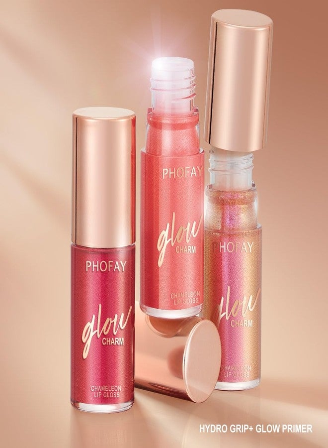 PHOFAY MAKE UP, Moisturizing, Intense Shine & Subtle Pearl Shimmer Lip Gloss, Ultra-Glossy Pearlescent Lip Gloss, Pink Adventure Vegan Formula, Oversized Brush for Eye-Catching 3D Glow - Image 2