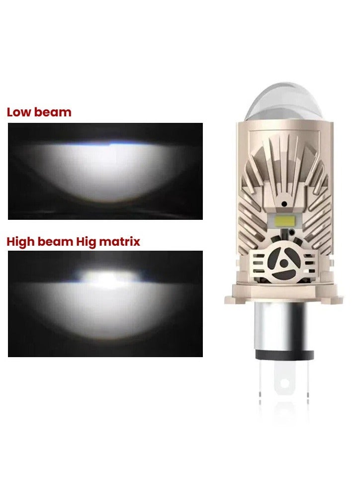 Motorcycle direct plug-in LED lens car bi-xenon fog light three-light matrix high-power electric motorcycle integrated high and low beam - Image 2