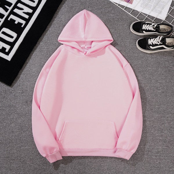 Plain casual hoodie student plus fleece hoodie Hoodies for c Pink 