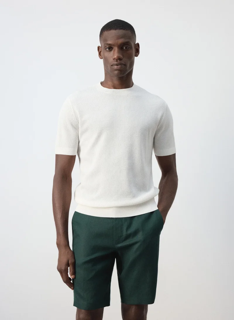 Ribbed Knit T-Shirt