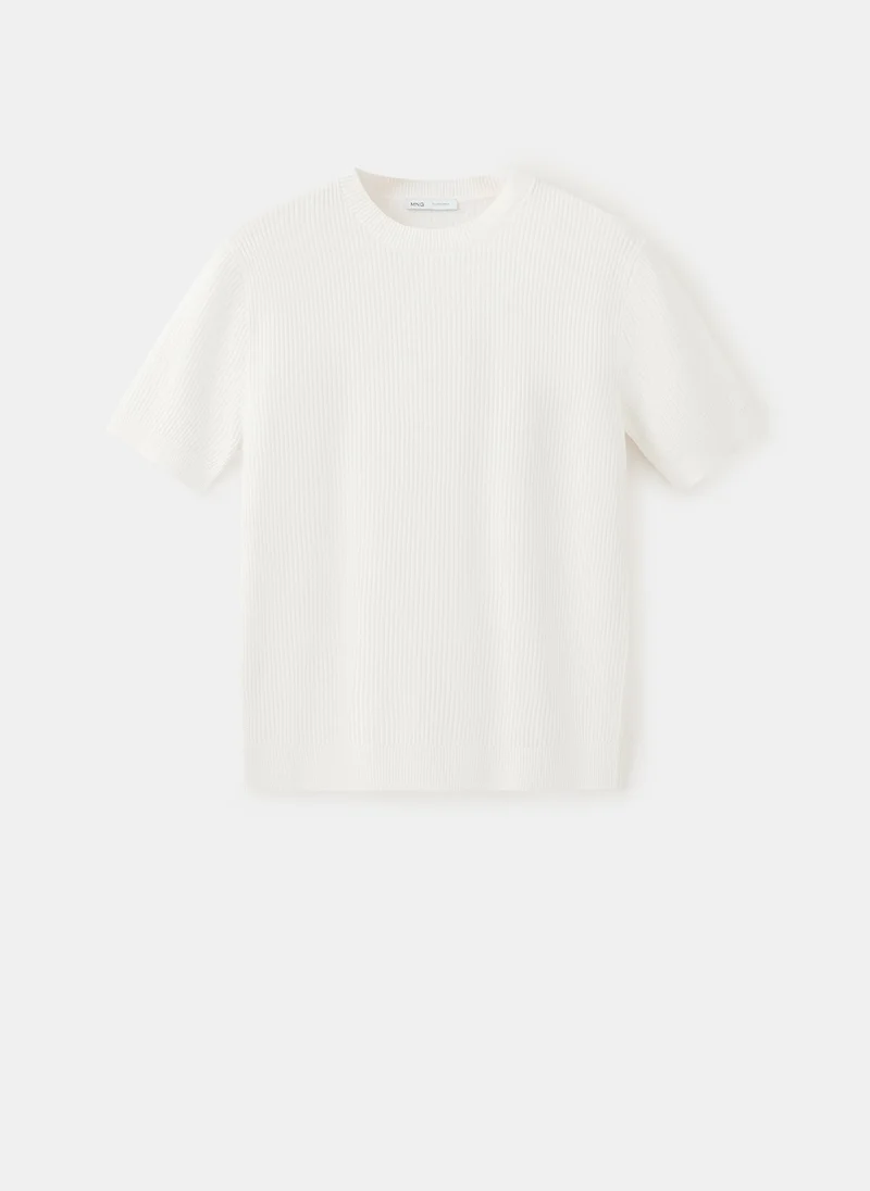Mango Man 01-BLANCO Ribbed Knit T-Shirt for Men | Best Price UAE