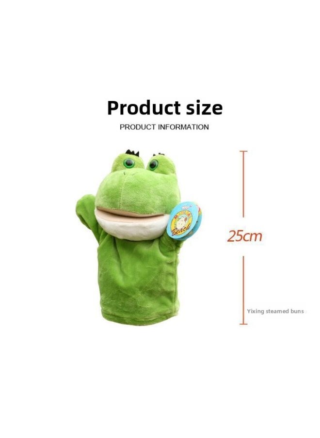 null - The Mouth Can Move The Hand Doll To Coax The Baby To Sleep Toy Baby To Appease Plush Animal Gloves Doll Ventriloquy Performance Frog-Color:Black And White Cow (mouth Can Move) - Image 1