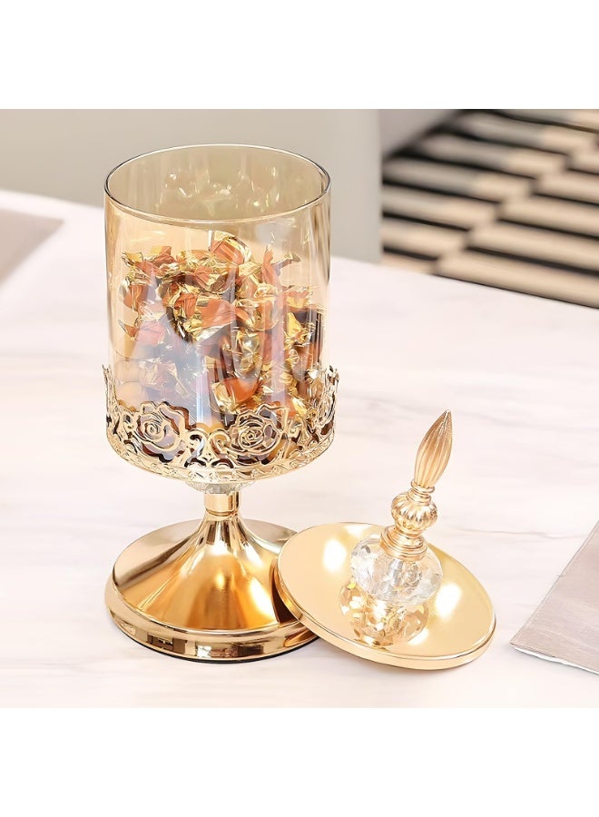 WangPangZi Glass Candy Jars with Lid, Mid-Eastern Style Vintage Home Decorate,Storage Jars for Candy,Biscuit,Cookies,Snack,Nuts Organization  - Image 1