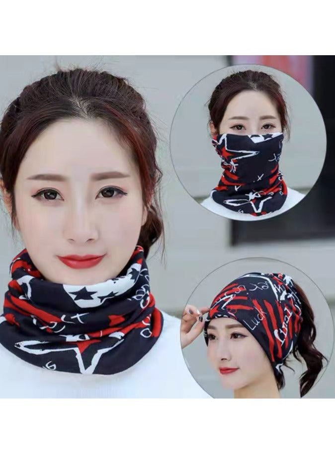 AROAQ Women Casual Beanies Hat, Autumn And Winter Comfortable Twist Hat Bib For Women, Soft Stretchy Women Knit Cap, Warm Neck Sheath Head Hat For Women Girls Teens, ( Gray Mosaic Leaves) - Image 2