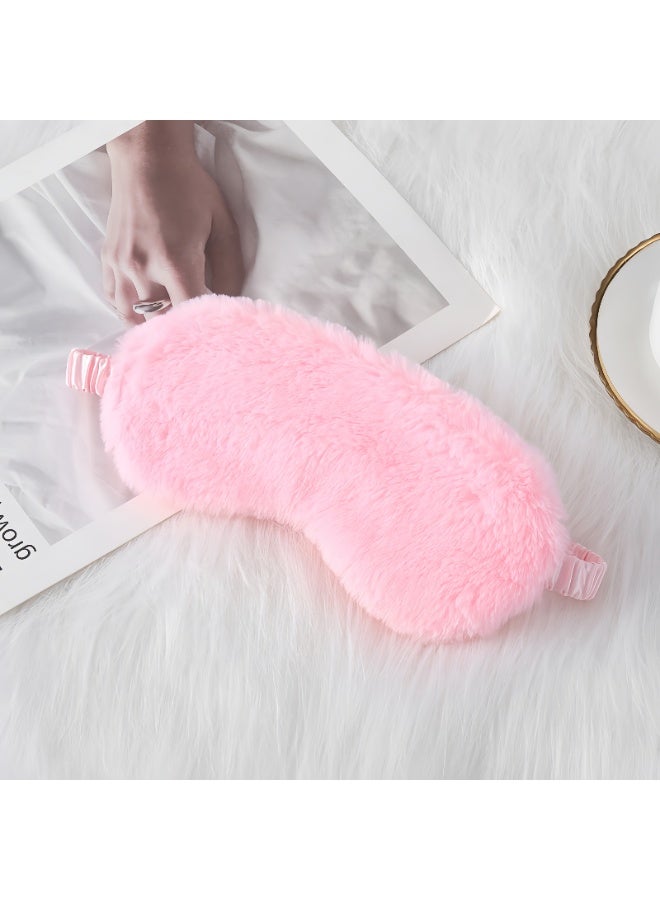 Plush Eye Mask, Soft Sleeping Eye Mask, Comfortable Furry Faux Leather Sleeping Eye Mask, Satin Nap Eye Mask, Unisex, Great Gift (Pink) - Image 3