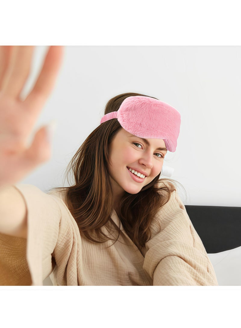Plush Eye Mask, Soft Sleeping Eye Mask, Comfortable Furry Faux Leather Sleeping Eye Mask, Satin Nap Eye Mask, Unisex, Great Gift (Pink) - Image 5