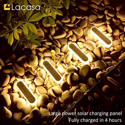 Lacasa 4pcs Solar Outdoor Floor Lamp Warm White 2700K 40LM LED Solar Light Outdoor Patio Decoration IP68 Waterproof Auto On/Off Lighting for Paths Garden Stairs Pathways Patio - Image 3