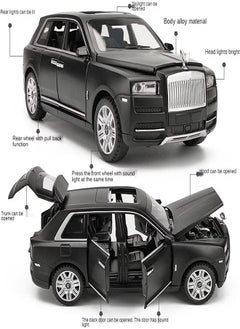 die cast 1/32 for Rolls-Royce Cullinan Alloy Car Model Diecasts Toy Car Model Sound,  Light, Pull Back and Opened Doors Kids & Adult Gifts (Black, No Box)  - Image 2