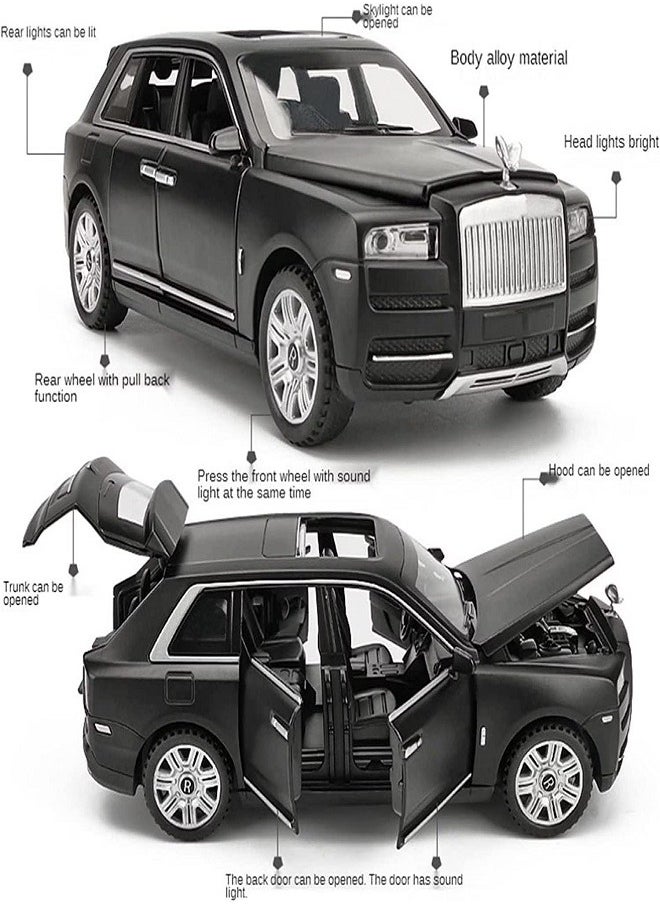 die cast 1/32 for Rolls-Royce Cullinan Alloy Car Model Diecasts Toy Car Model Sound,  Light, Pull Back and Opened Doors Kids & Adult Gifts (Black, No Box)  - Image 2