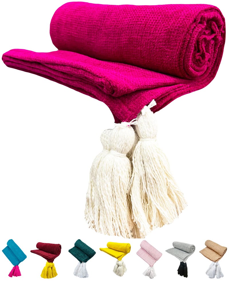 Fashion Throw Sofa Throw, Throws for Sofa and Couch, Sofa Throws for 3 Seater (Size : 70X55 inch) (Pink White) - Image 1